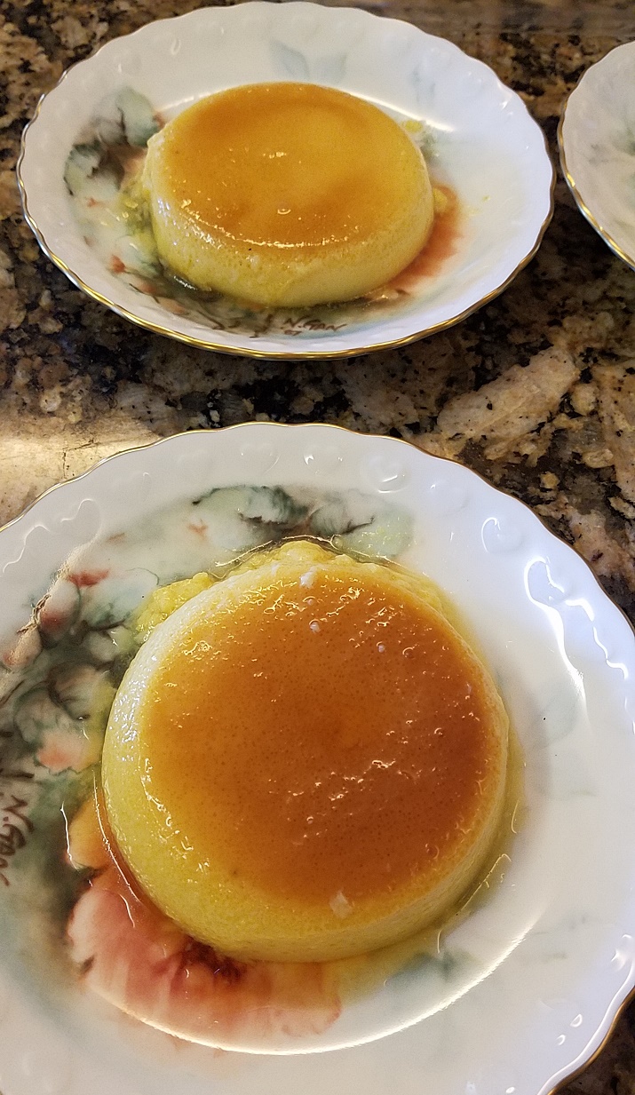 Orange flan close up